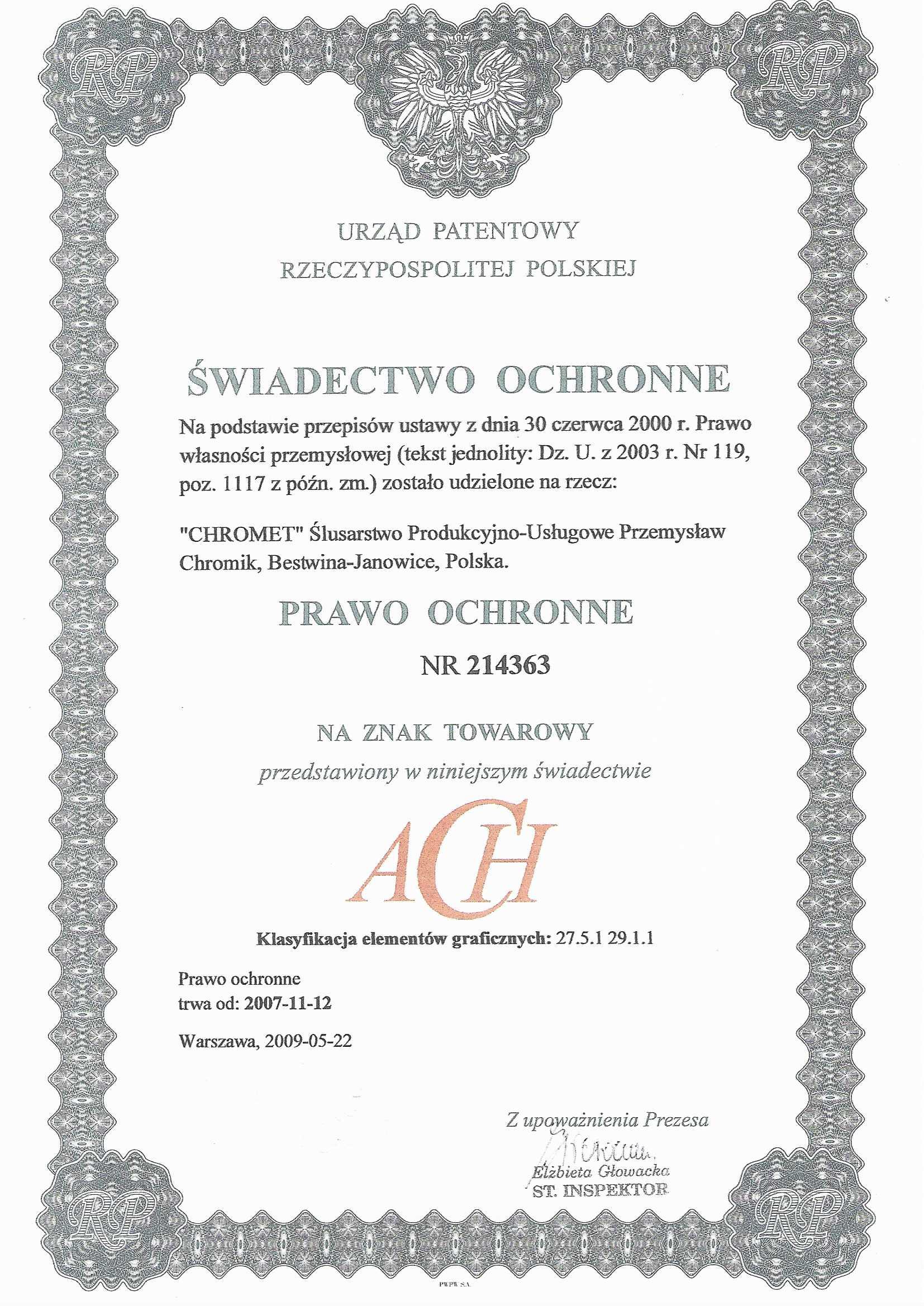 Świadectwo ochronne